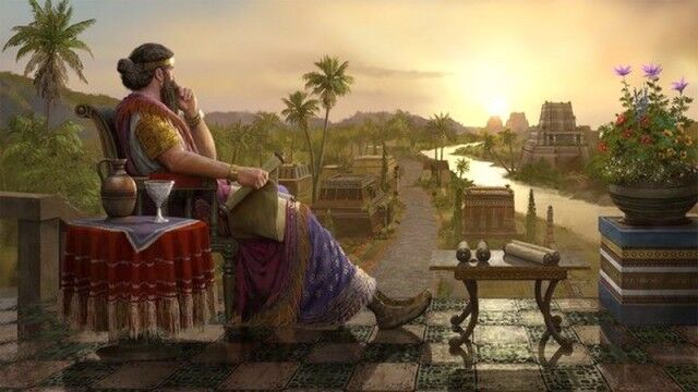 Вавилонянин сидит за столом — цифровая иллюстрация