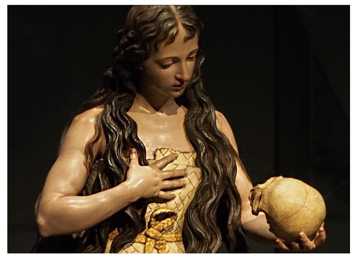 Полихромная деревянная скульптура Марии Египетской, 18 век