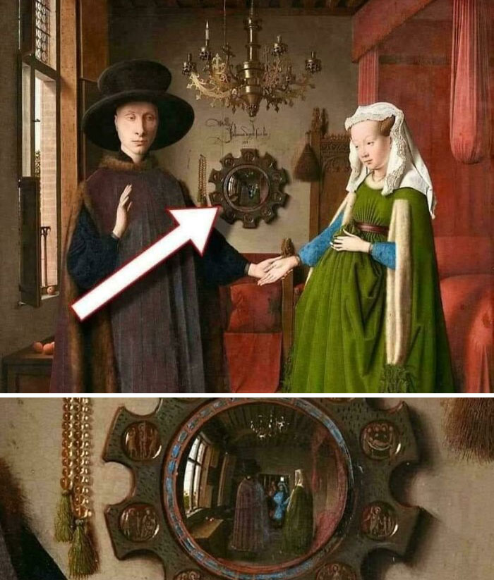 Портрет четы Арнольфини Яна ван Эйка — выпуклое зеркало, отражающее всю комнату