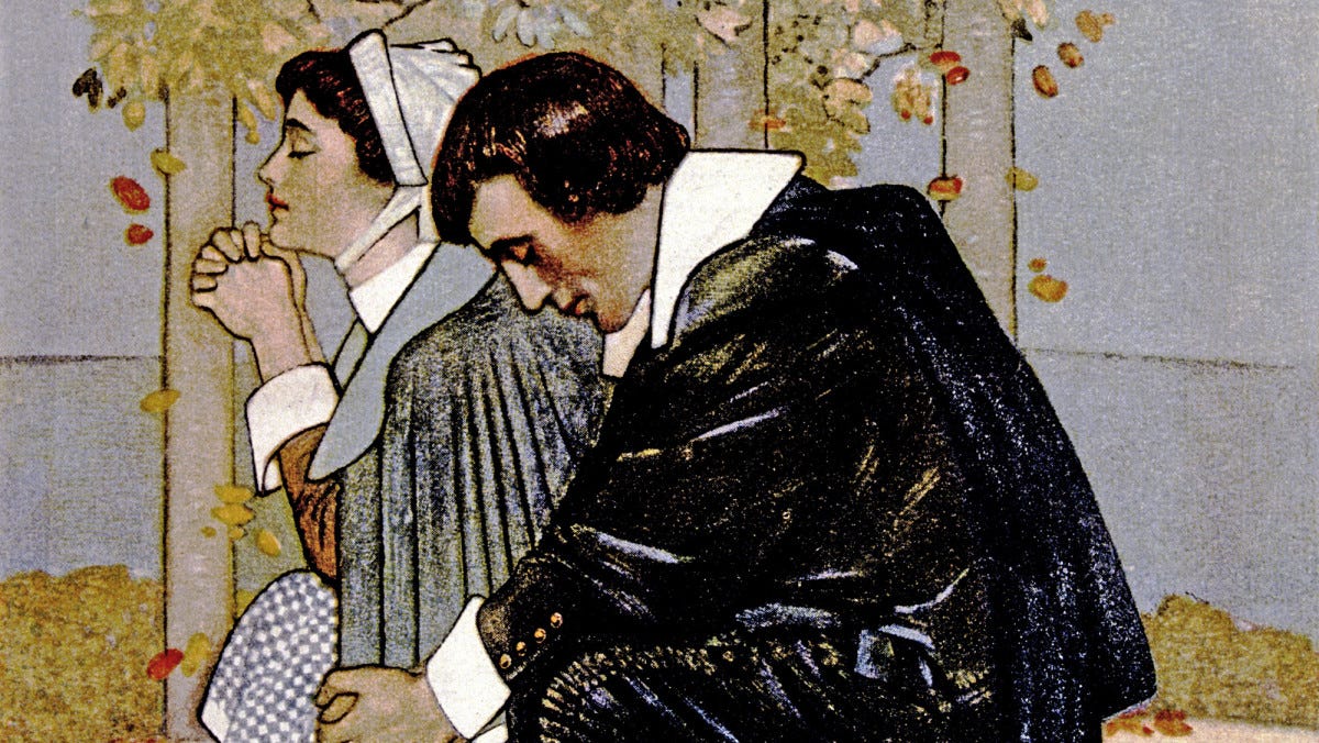 Пуританская семья в колониальной Новой Англии XVII век