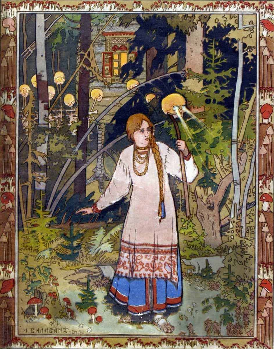 Иван Билибин Василиса Прекрасная уходит из дома Бабы-Яги иллюстрация 1899