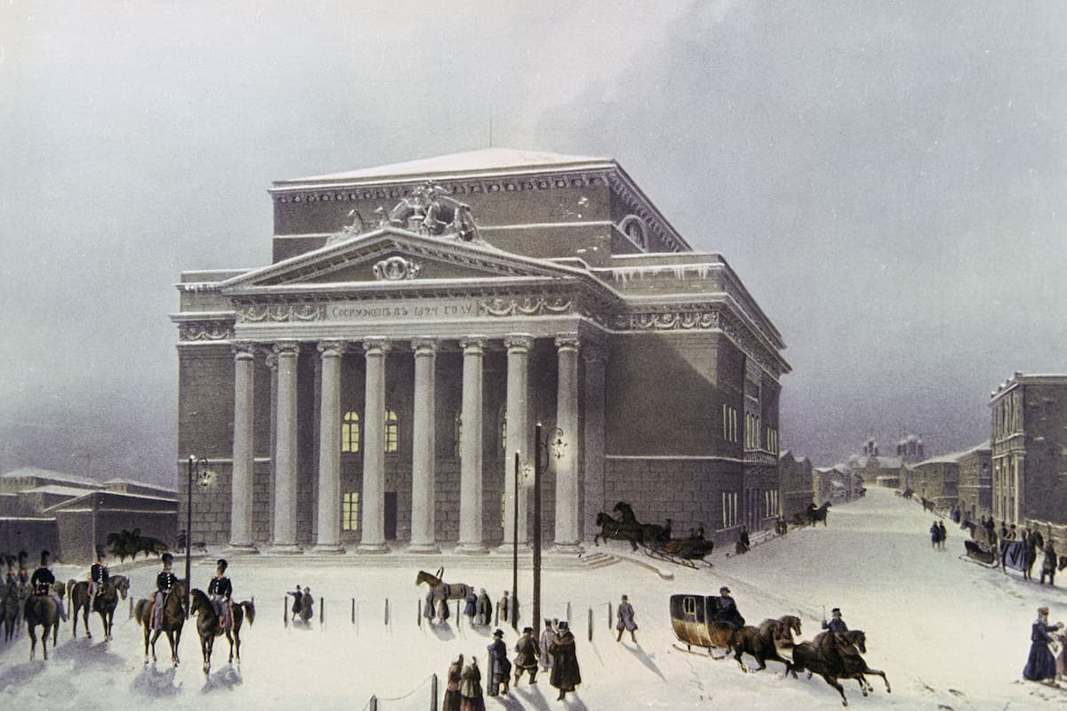 Большой Петровский театр, литография, 1825 год. Проект архитектора Осипа Бове