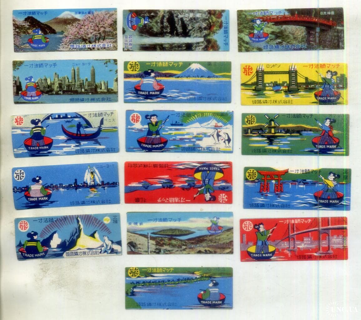 Японские спичечные этикетки коллекция филумения дизайн XX век миниатюрная графика