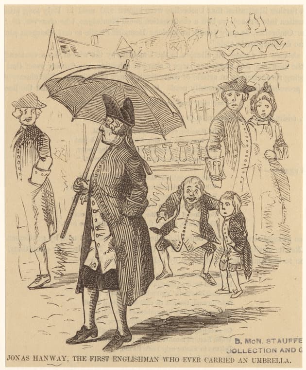 Портрет Джона Ханвэя &mdash; первого мужчины с зонтом на улицах Лондона