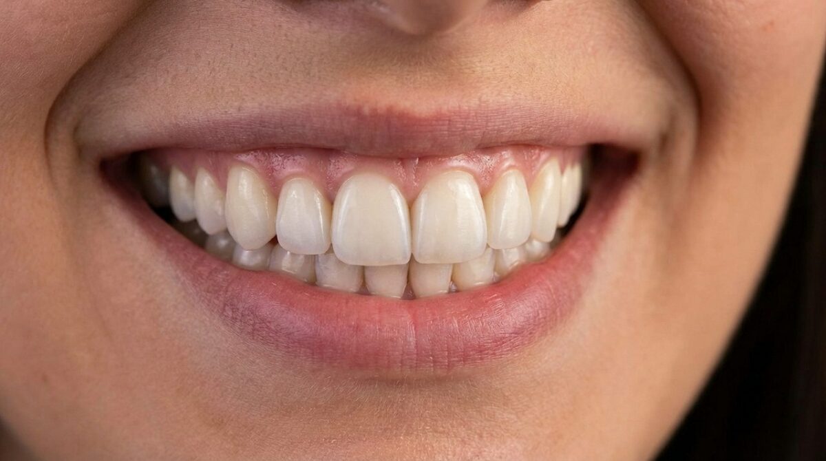 Эстетический вид циркониевых коронок на передних зубах