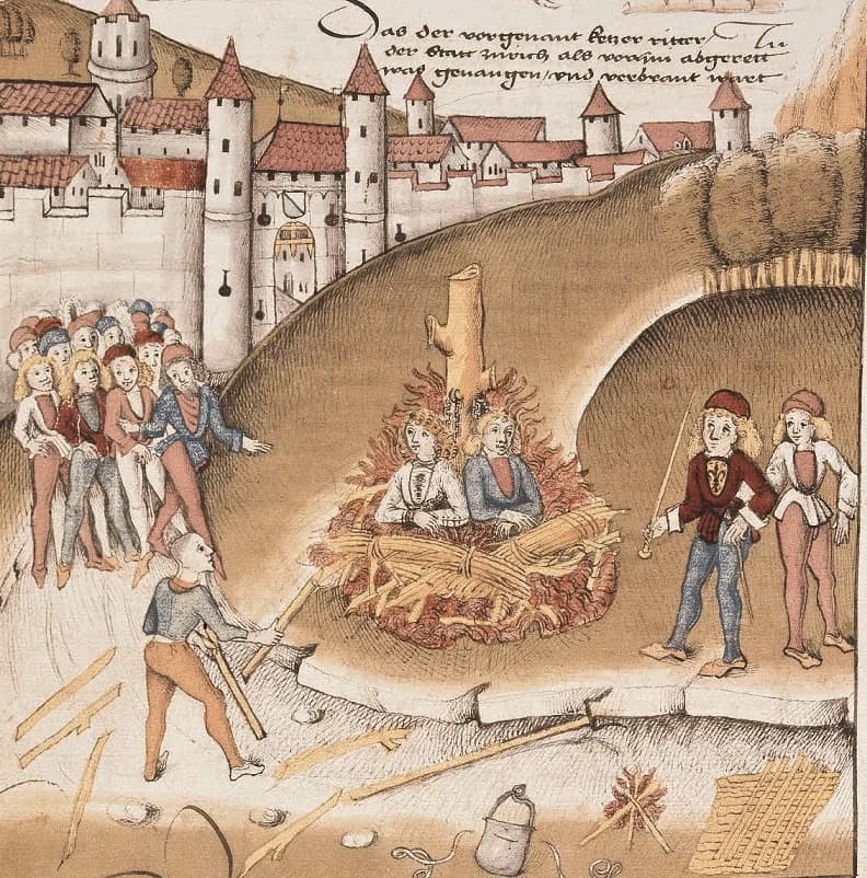 Сожжение мужчин за содомию в Цюрихе, 1482 год &mdash; средневековое правосудие