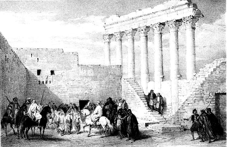 Гравюра въезда в Пальмиру Travels of Lady Hester Stanhope