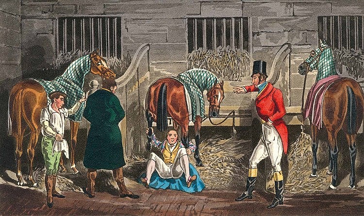 Гравюра: Джек Миттон устраивает детские состязания в поместье Холстон-Холл