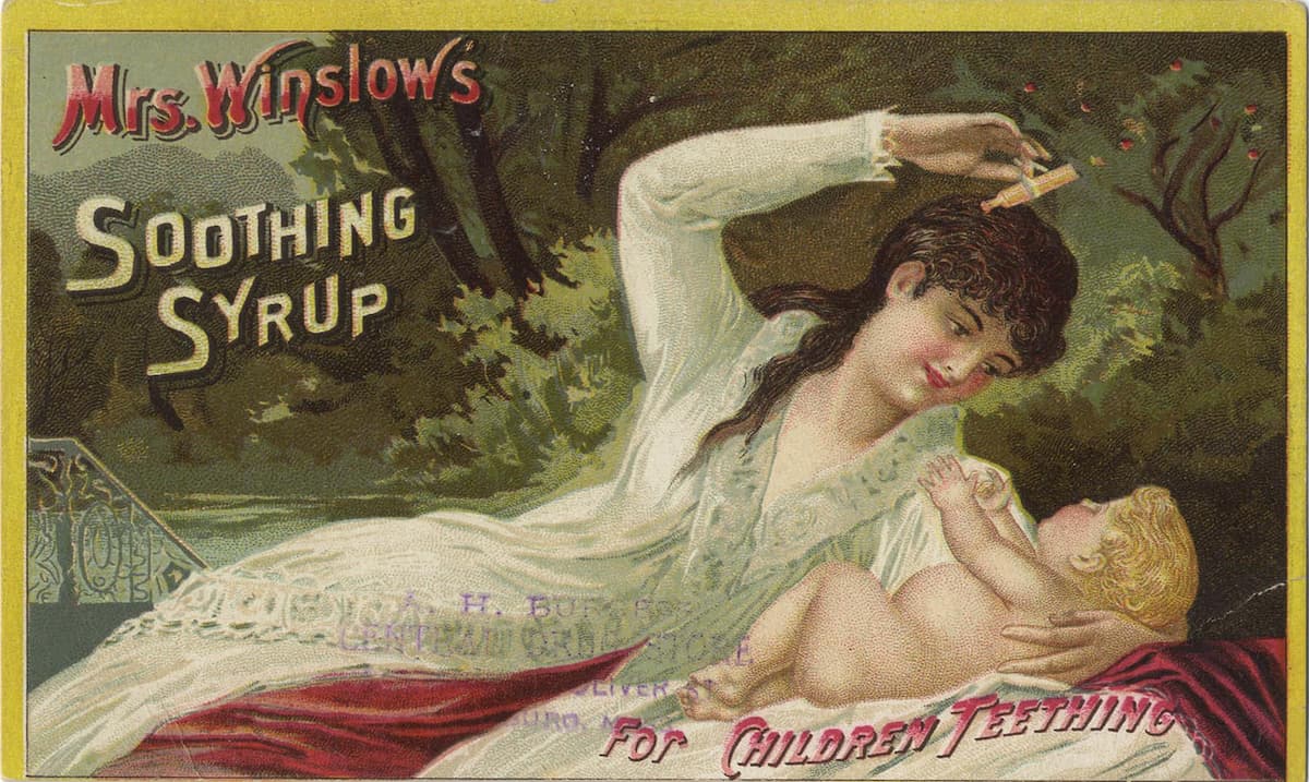 Рекламная торговая карточка сиропа миссис Уинслоу, 1880-е годы, США