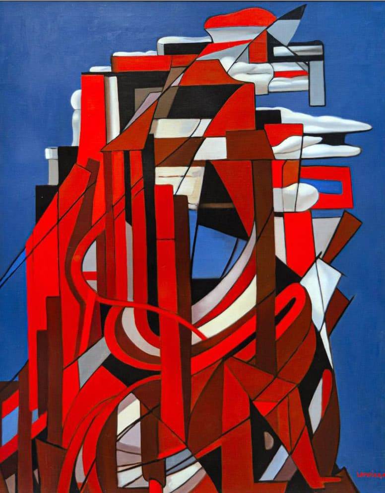 Абстрактная композиция с красным и голубым &mdash; Тамара де Лемпицка, 1953