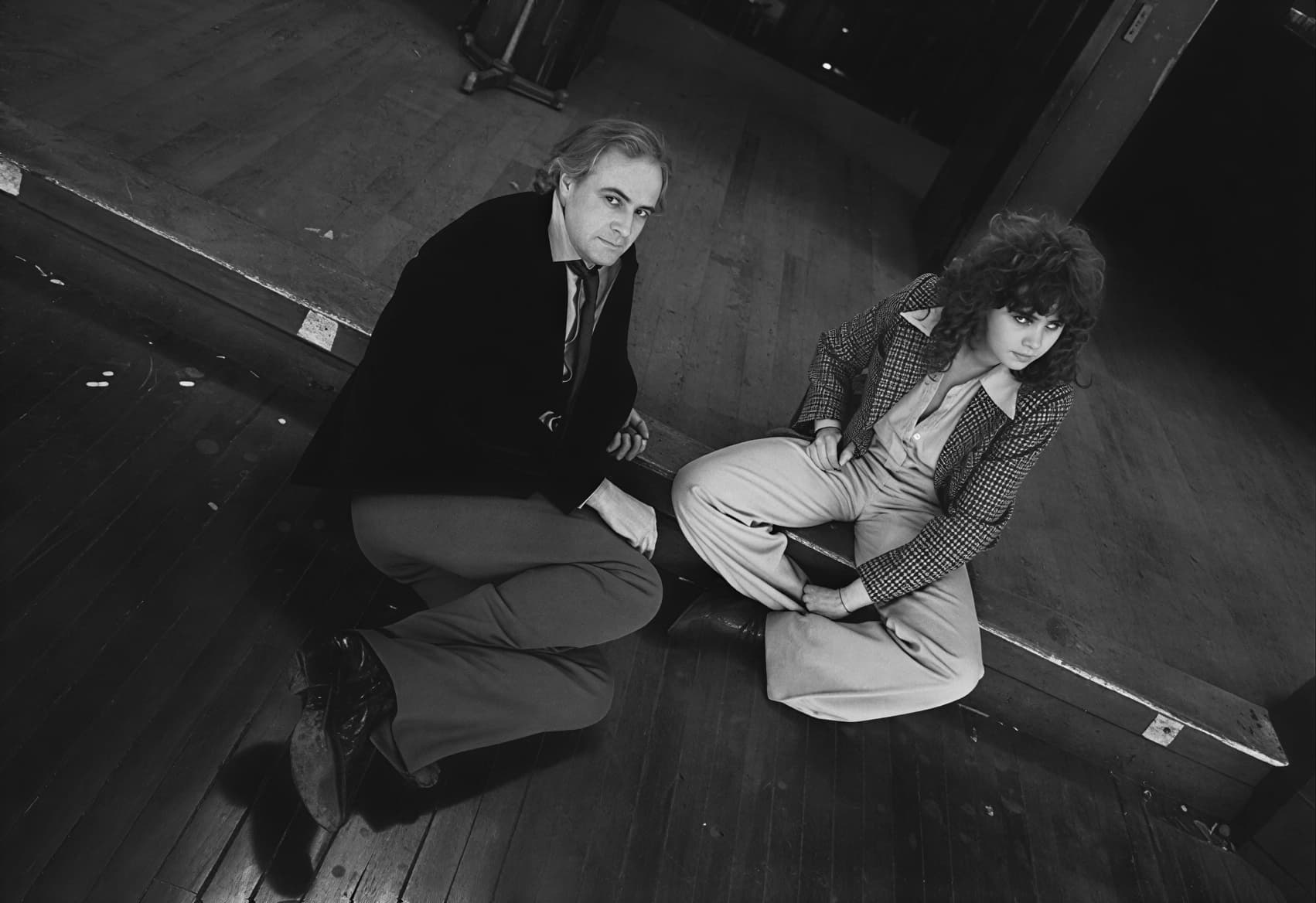 Марлон Брандо Мария Шнайдер на съёмочной площадке Последнего танго в Париже 1972