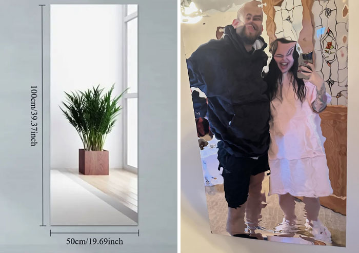 Ожидание против реальности: узкое зеркало 100&times;50 см vs искажённое фото с огромными головами и короткими ногами