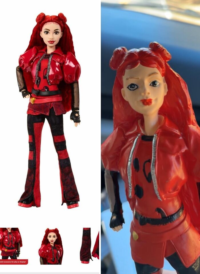 Крутая кукла в красном vs дешёвая пластиковая кукла