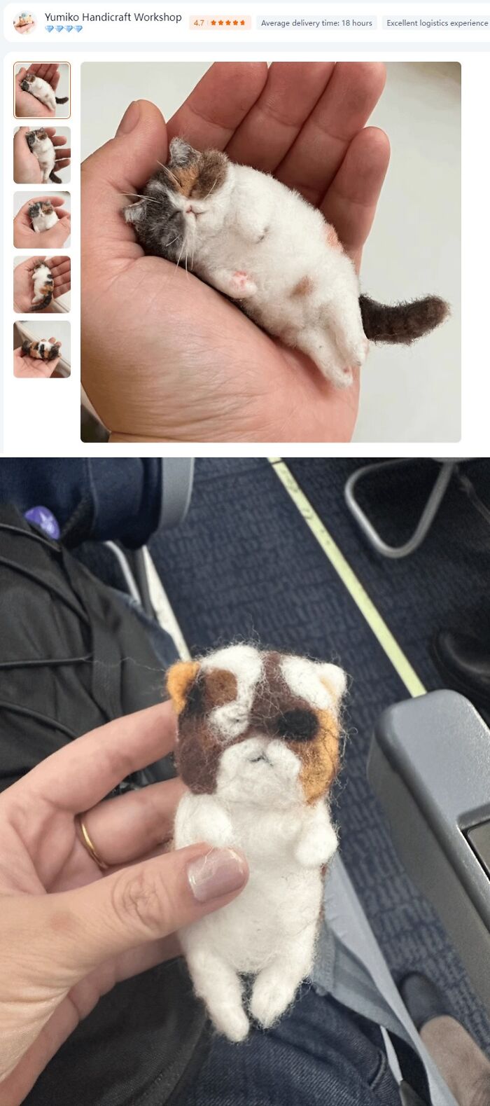 Милый войлочный котёнок в ладони vs огромный кривой войлочный кот с грустной мордой