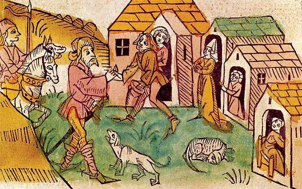 Публичный дом и его посетители &mdash; средневековая иллюстрация