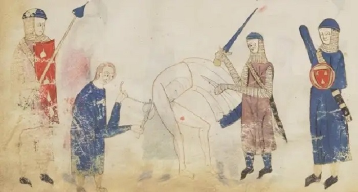 Кастрация &mdash; средневековое изображение XII века