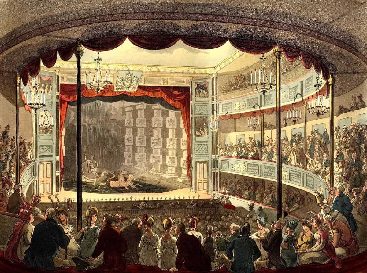 Bigpicture ru sadlers wells theatre a theatrical set piece about 1805 showing neptune pulled by two model horses in a water tank fed from the new river reservoir 1