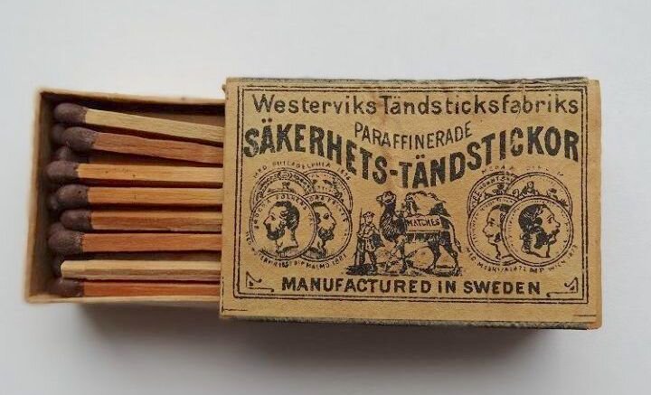 Старинные коробки шведских безопасных спичек Jönköping 1860-е годы этикетка