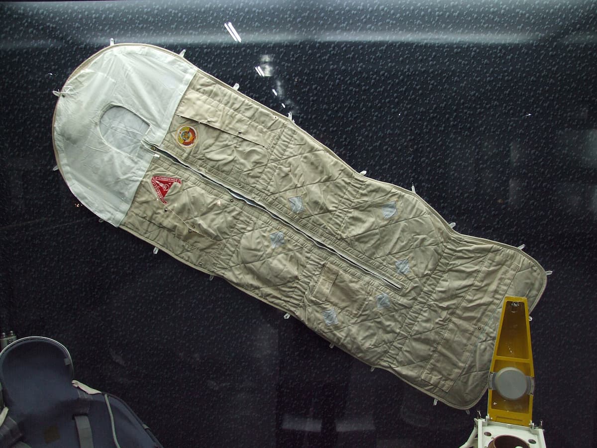  Russian sleeping bag used in space station MIR and international space station ISS, Technik Museum Speyer