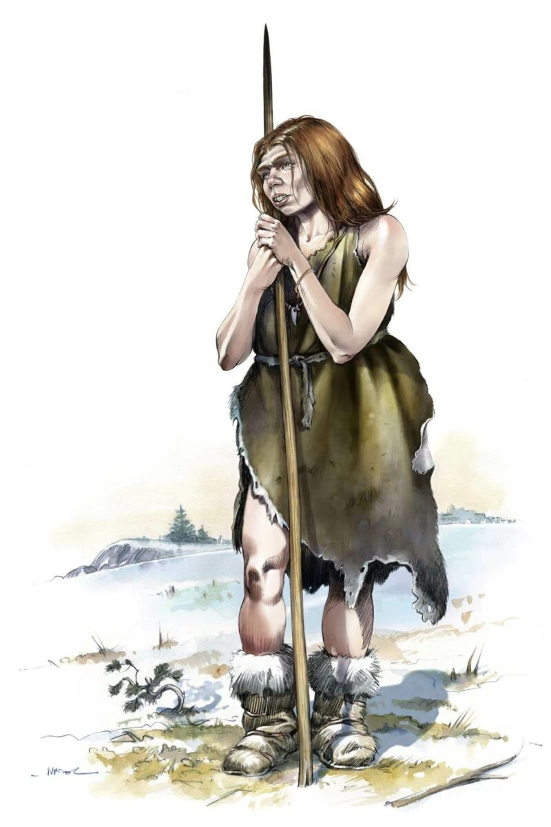 Научная реконструкция облика женщины-неандертальца кисти Оливье-Марка Наделя