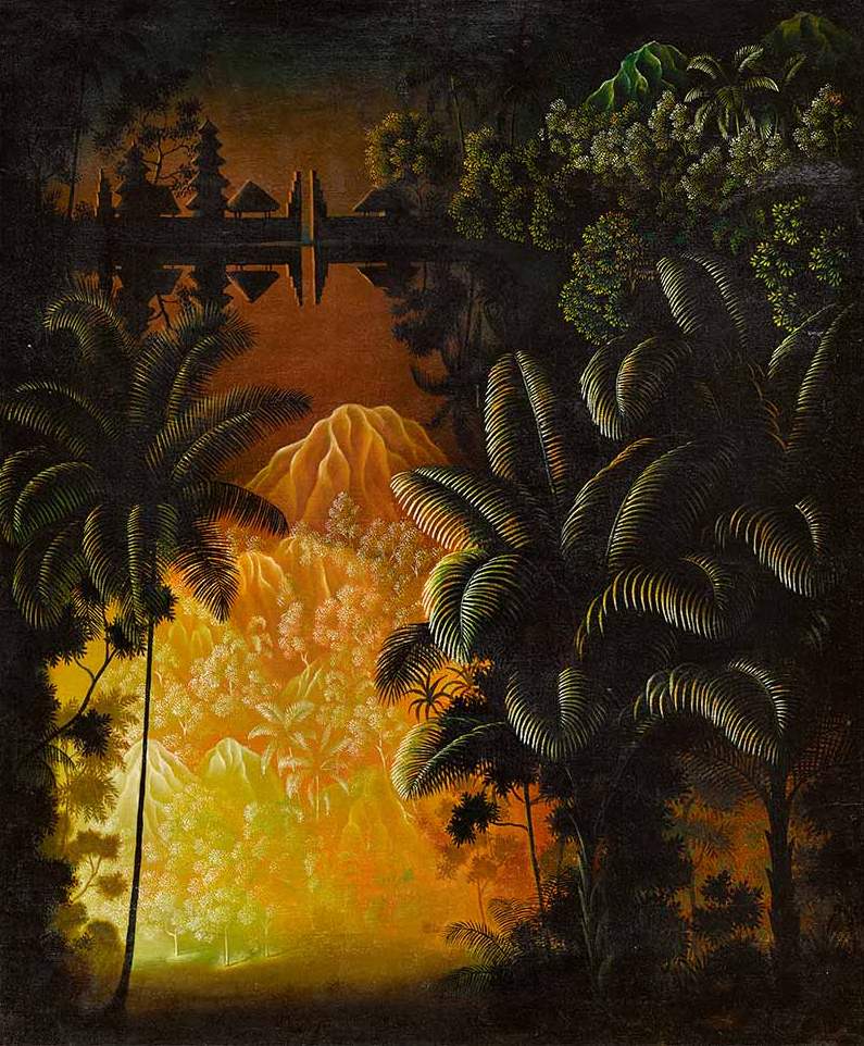 Картина Горы и пруд Вальтер Шпис 1938