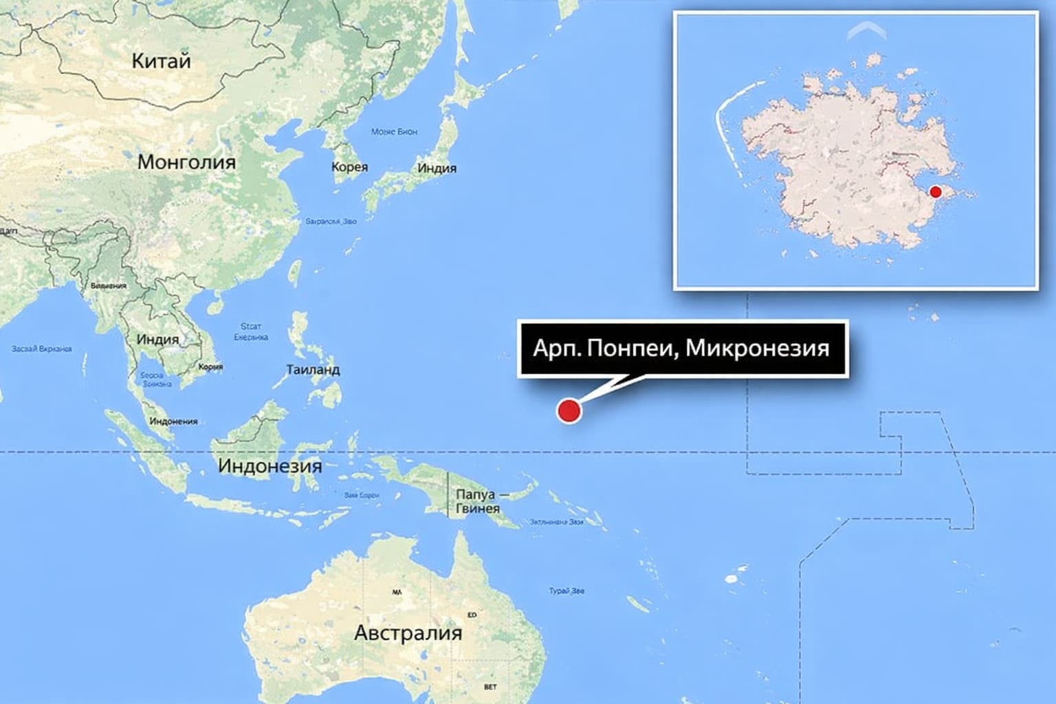 Остров Понпеи в Микронезии &mdash; вулканический остров среди Тихого океана, место расположения Нан-Мадола