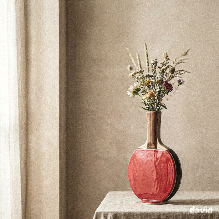 Ваза, составленная из шариков для пинг-понга