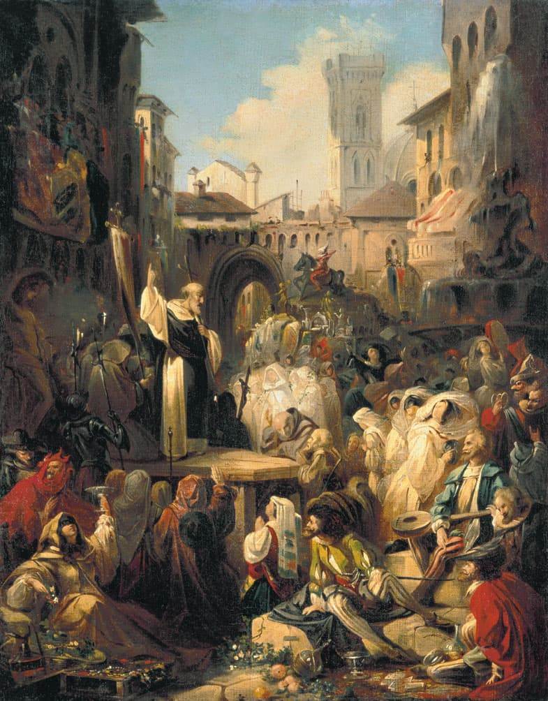 Картина Николая Ломтева 1850 года &mdash; Проповедь Савонаролы во Флоренции