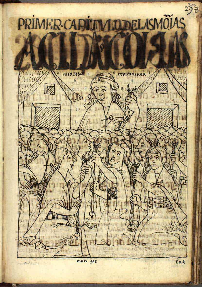 Акльи в манускрипте хрониста Гуамана Пома де Айяла, 1615 год