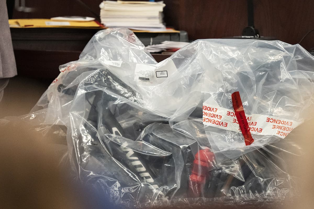 Wilson&rsquo;s bike was seen in the courtroom wrapped in a tarp