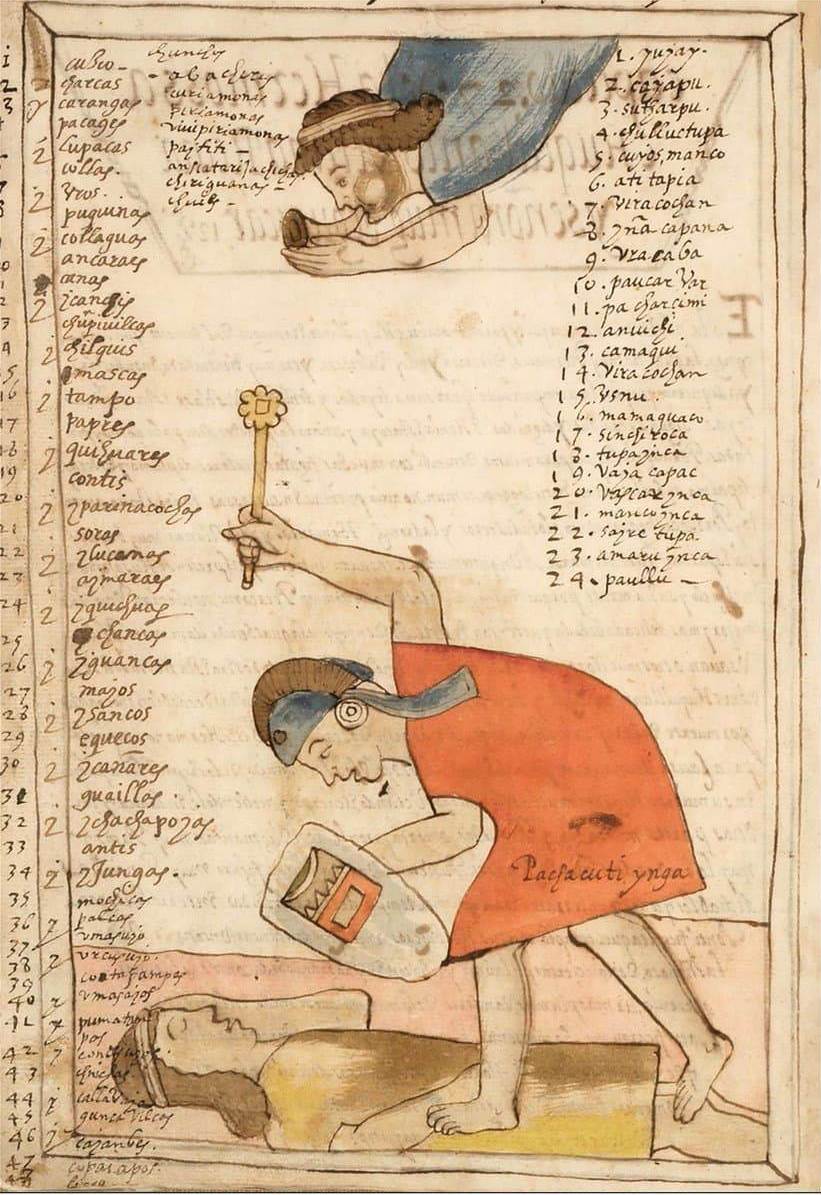 Казнь в империи инков, старинный испанский рисунок XVI века