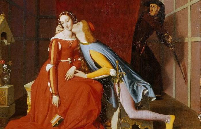 Картина Жана-Огюста-Доминика Энгра: Паоло и Франческа в объятиях, сцена из Данте