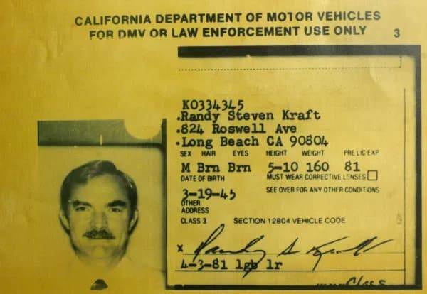 Водительские права Рэнди Крафта