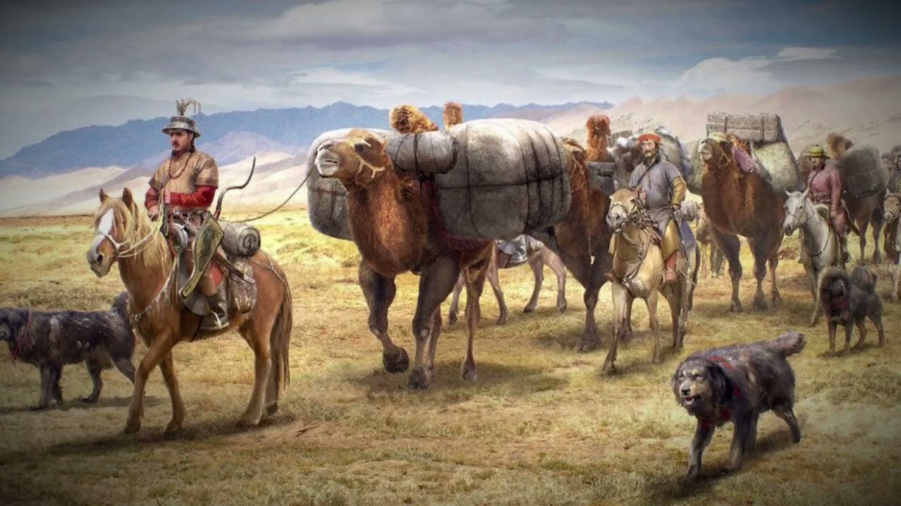 Монгольский торговый или военный конный обоз в степи