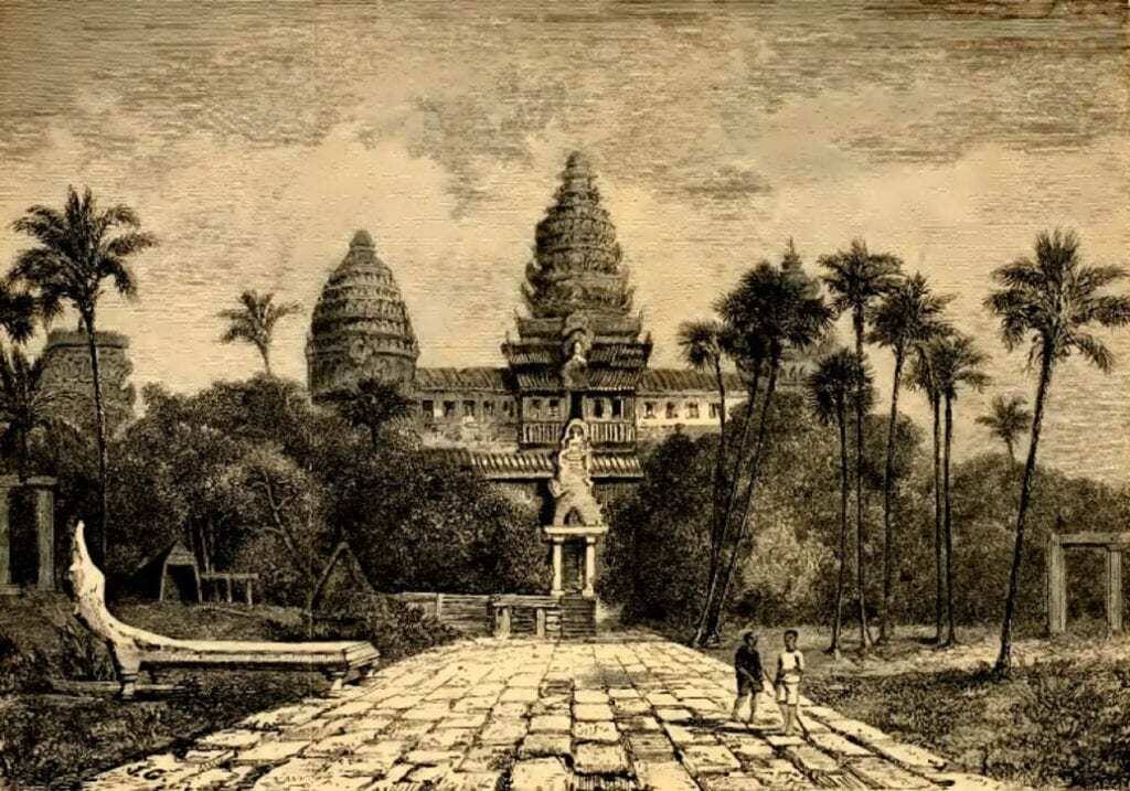 Рисунок Ангкор-Вата французского художника 1860-е годы &mdash; Анри Муо
