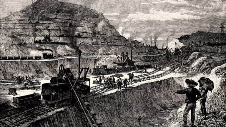 Паровые машины на строительстве Панамского канала в 1880-х годах
