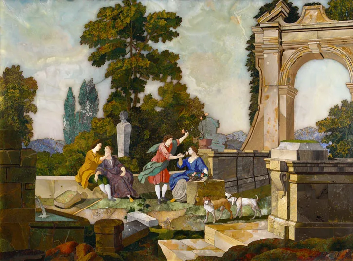 Флорентийская мозаика &laquo;Обоняние и осязание&raquo; из Янтарной комнаты, подлинник