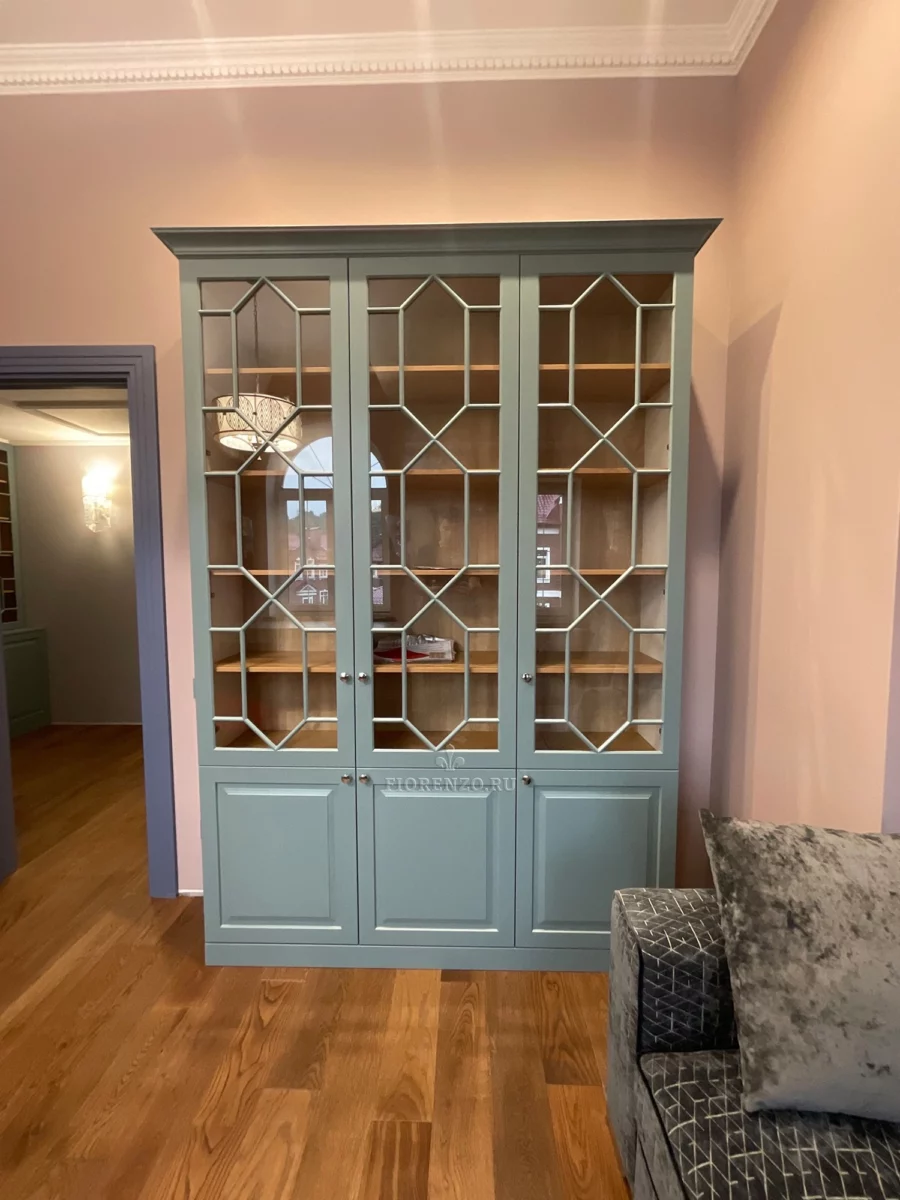 Шкаф витрина цвета морская волна канпи