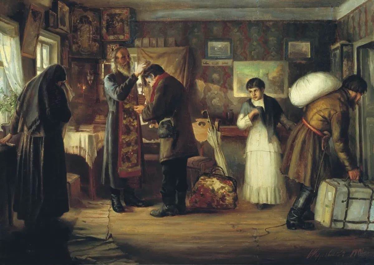 картина &laquo;Благословение&raquo; русского художника Фирса Журавлева, написанная в 1901 году