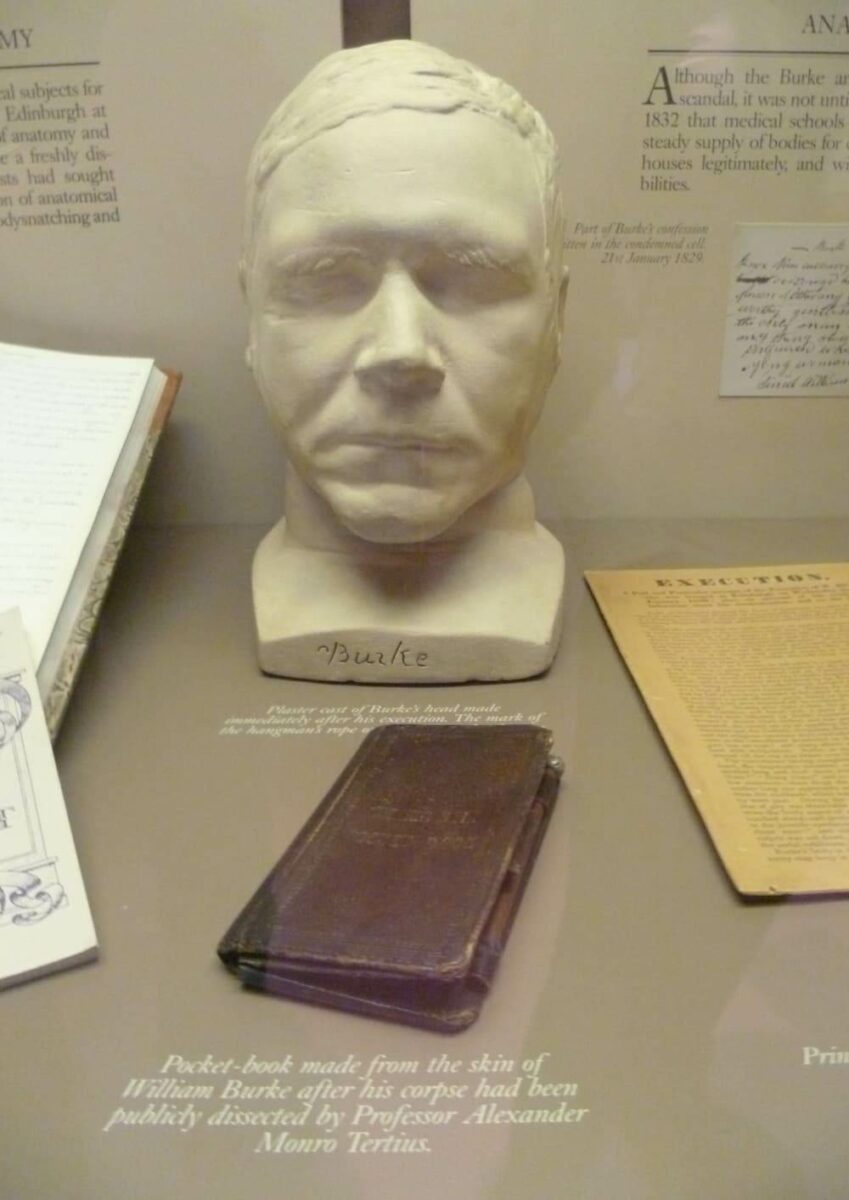 Посмертная маска Бёрка и книга из его кожи