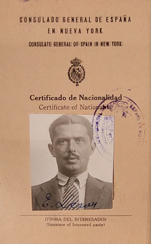 Свидетельство о гражданстве Испании на имя Eugenio Leroy &mdash; принадлежало Быстролетову