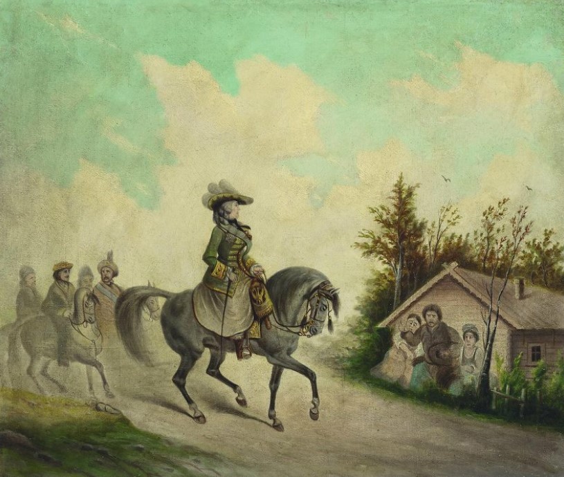 Екатерина II верхом, картина неизвестного художника начала XIX века