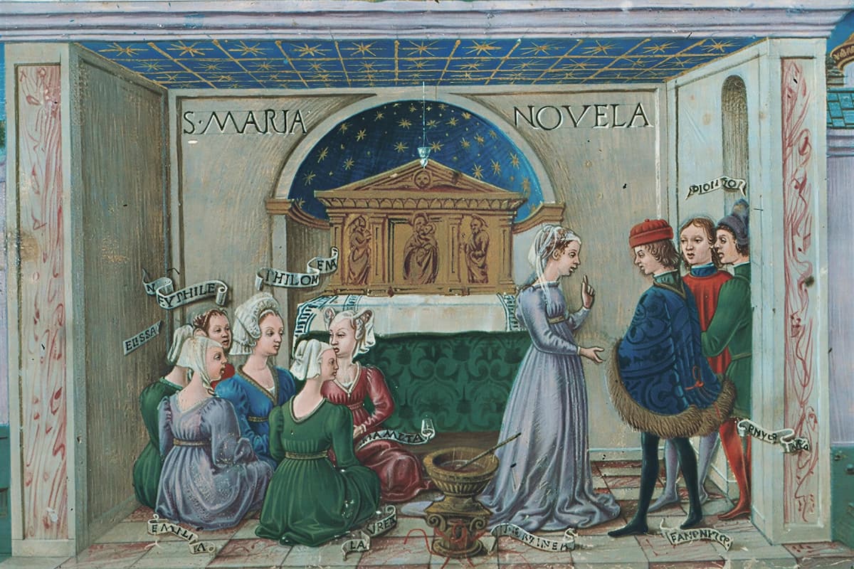 Флорентийская чума 1348 года, Декамерон Боккаччо, укрывшиеся от чумы в Санта-Мария-Новелла