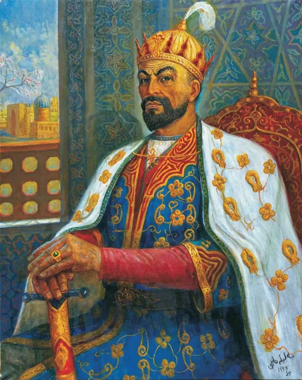 Картина художника Малика Набиева, посвящённая Тамерлану