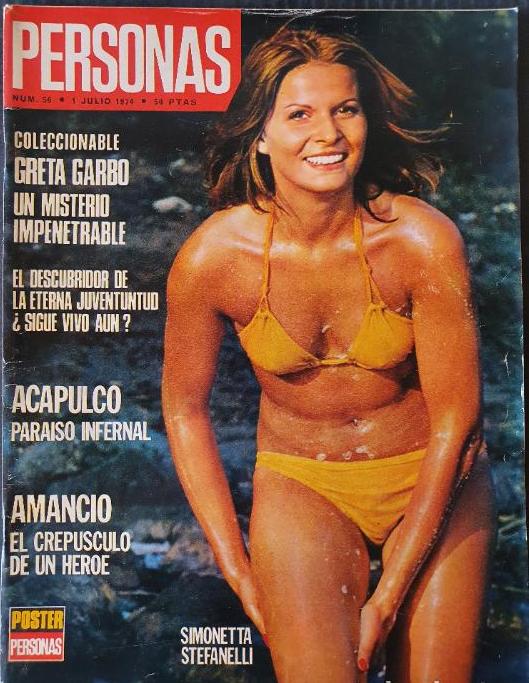 Стефанелли на обложке журнала Personas 1974 год