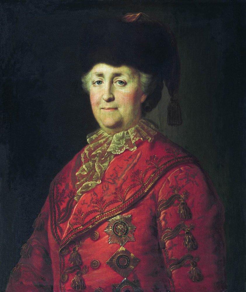 Екатерина II в дорожном костюме, художник Михаил Шибанов, 1787 год