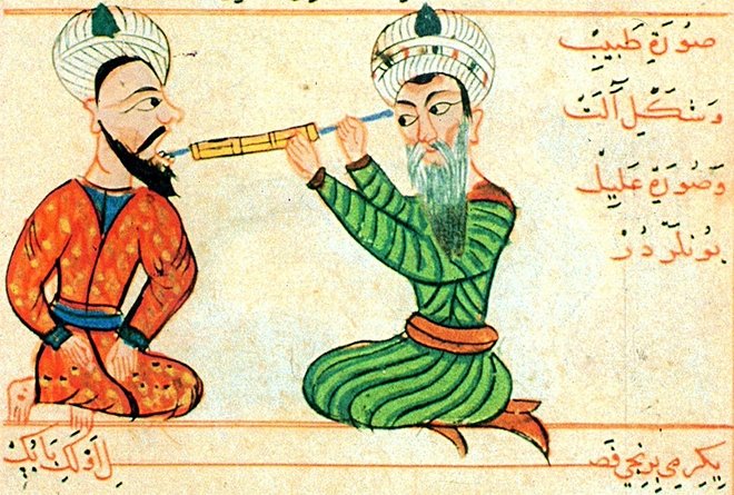 Османский лекарь Шараф ад-Дин Сабунджуоглу с медицинским прибором, XV век