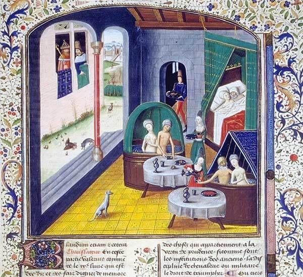 Сцена в борделе художник Антоний Бургундский 1470 год средневековая миниатюра