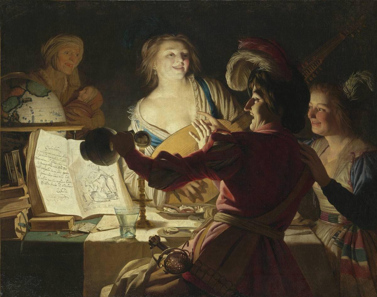 Веселая компания. Герард ван Хонтхорст, 1625 год &mdash; жанровая живопись эпохи Барокко