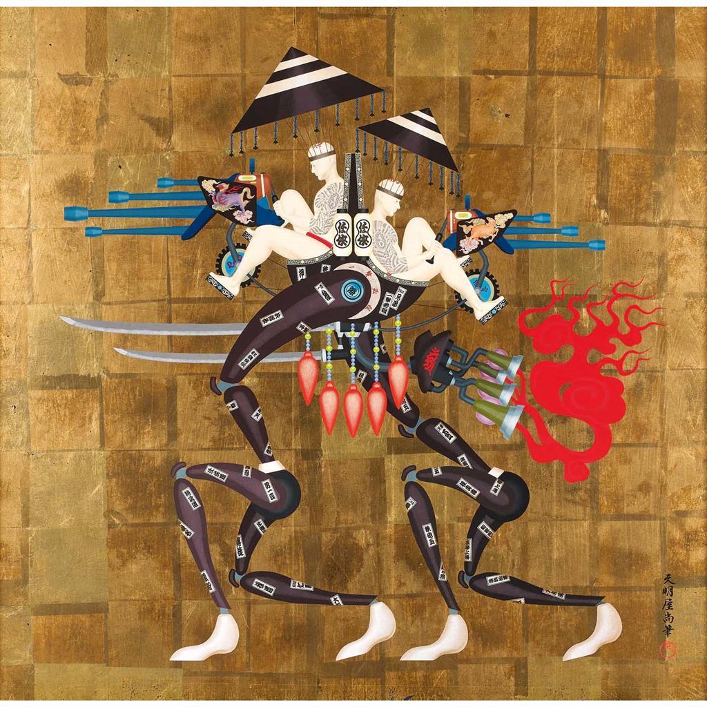 Japanese Spirit 6 &mdash; робот в доспехах на золотом фоне